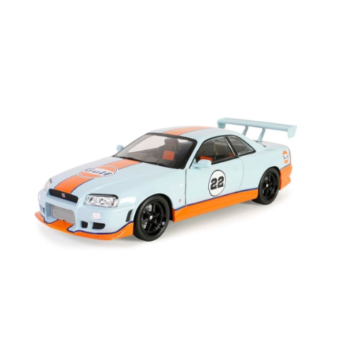 1999 Nissan Skyline GT-R (R34) Gulf Oil Diecast Model Car 1:18 Scale (Approx. 25cm) Collectible | Universal Auto Spares
