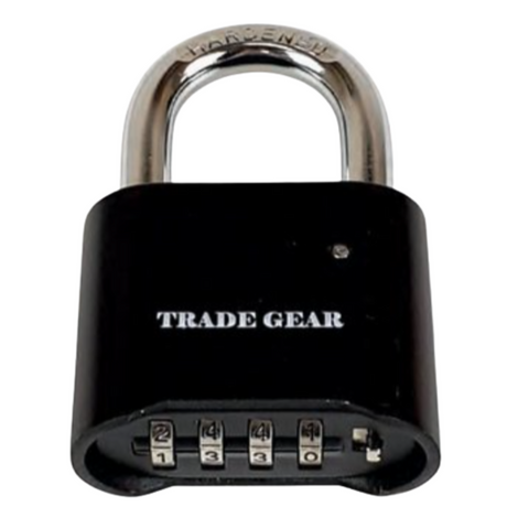 Heavy Duty Alloy 4 Dial Combination Padlock Hardened Shackle 50mm - Trade Gear