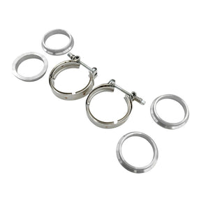 2 x 2.25" Inch V-Band Clamps 304 Stainless Steel Flange Exhaust Pipe - Machter
