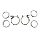 2 x 2.25" Inch V-Band Clamps 304 Stainless Steel Flange Exhaust Pipe - Machter