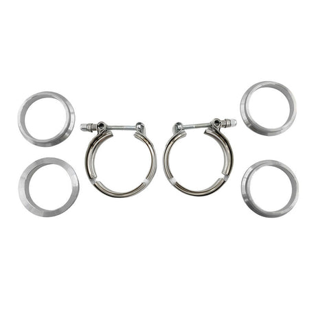 2 x 2.25" Inch V-Band Clamps 304 Stainless Steel Flange Exhaust Pipe - Machter