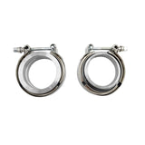 2 x 2.25" Inch V-Band Clamps 304 Stainless Steel Flange Exhaust Pipe - Machter