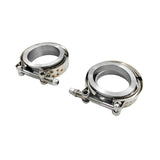 2 x 2.25" Inch V-Band Clamps 304 Stainless Steel Flange Exhaust Pipe - Machter