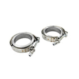 Pair 2.5" Inch V-Band Clamps Flange Kit 304 Stainless Steel Exhaust Pipe - Machter