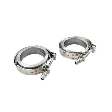 Pair 2.5" Inch V-Band Clamps Flange Kit 304 Stainless Steel Exhaust Pipe VBCM-250-2PCS - Machter