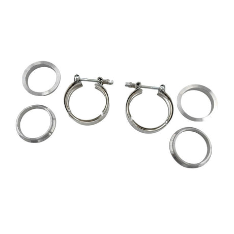 Pair 2.5" Inch V-Band Clamps Flange Kit 304 Stainless Steel Exhaust Pipe VBCM-250-2PCS - Machter