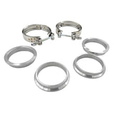 Pair 2.5" Inch V-Band Clamps Flange Kit 304 Stainless Steel Exhaust Pipe - Machter