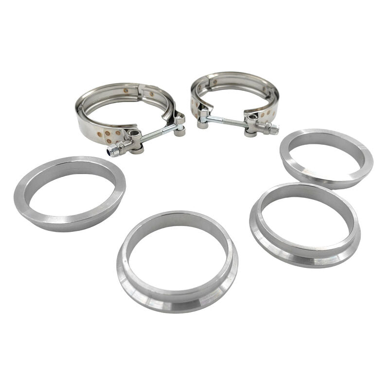 Pair 2.5" Inch V-Band Clamps Flange Kit 304 Stainless Steel Exhaust Pipe - Machter