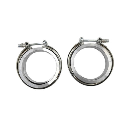 Pair 3.5" Inch V-Band Clamps Flange Kit 304 Stainless Steel Exhaust Pipe VBCM-350-2PCS - Machter