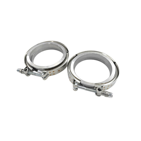 Pair 3.5" Inch V-Band Clamps Flange Kit 304 Stainless Steel Exhaust Pipe VBCM-350-2PCS - Machter