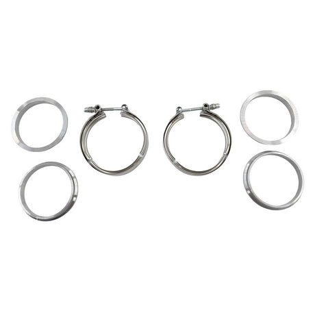 Pair 3.5" Inch V-Band Clamps Flange Kit 304 Stainless Steel Exhaust Pipe VBCM-350-2PCS - Machter