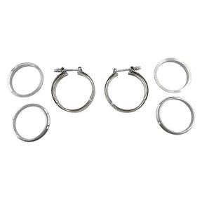 Pair 3.5" Inch V-Band Clamps Flange Kit 304 Stainless Steel Exhaust Pipe - Machter