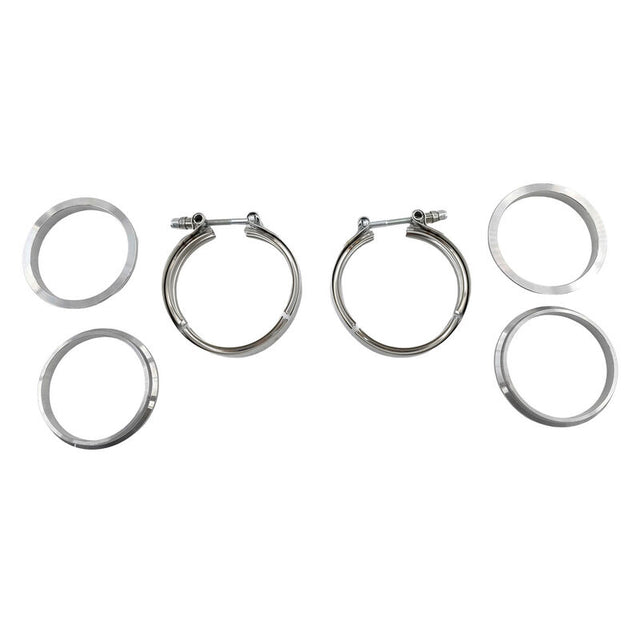 Pair 3.5" Inch V-Band Clamps Flange Kit 304 Stainless Steel Exhaust Pipe - Machter