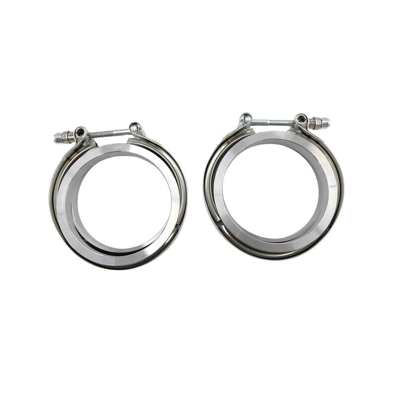 Pair 3.5" Inch V-Band Clamps Flange Kit 304 Stainless Steel Exhaust Pipe - Machter