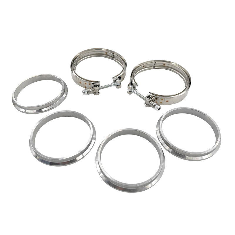 Pair 3.5" Inch V-Band Clamps Flange Kit 304 Stainless Steel Exhaust Pipe - Machter
