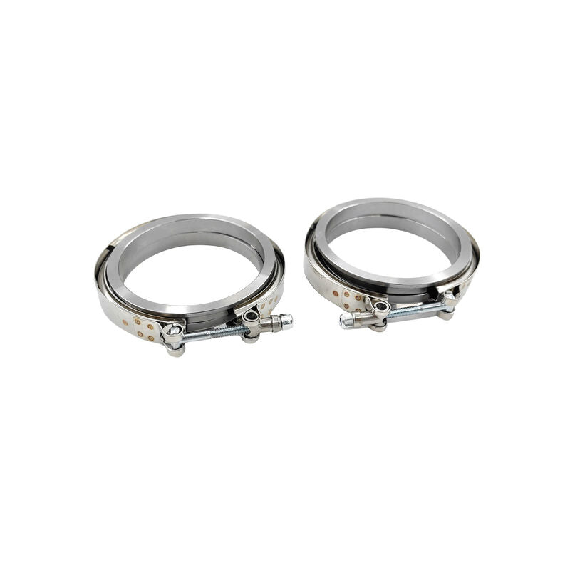 Pair 4" Inch 102mm V-Band Clamps 304 Stainless Steel Flange Exhaust Pipe Tailpipe - Machter