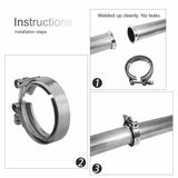1 x 76mm V Band Vband Clamp Fit For Nissan Safari Patrol GQ GU Y60 Y61 TD42 4.2L TB42 - Machter