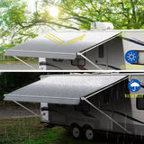 17 Ft Gray Fade Awning Vinyl Replacement Fabric Caravan Roll Out Awning 4.93m x 2.5m VINY-17 - Machter