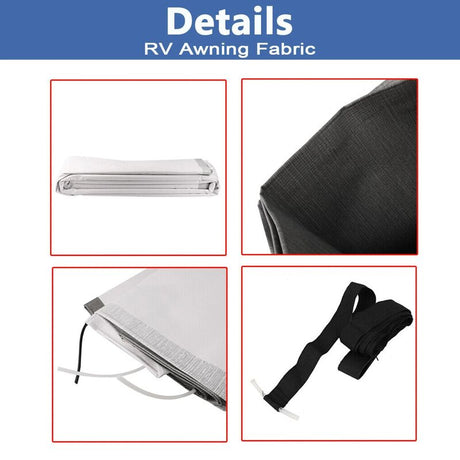 9 Ft Gray Fade Awning Vinyl Replacement Fabric Caravan Roll Out Awning - Machter