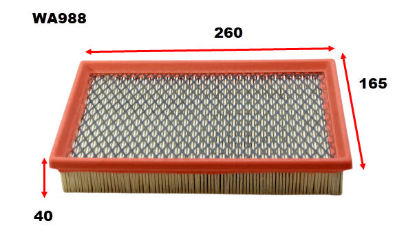 Air Filter A1384 Fits Ford/Chrysler WA988 - Wesfil