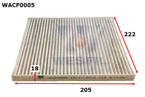 Cabin Filter RCA185P Fits Hyundai/ Fits Kia Fits Hyundai/Fits Kia WACF0005 - Wesfil | Universal Auto Spares
