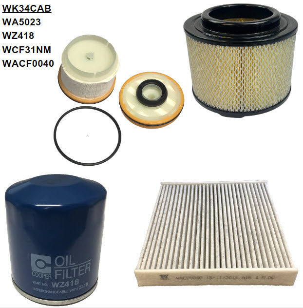 Filter Service Kit RSK2C Fits Toyota Hilux Filter Service Kit Fits Toyota WK34CAB - Wesfil | Universal Auto Spares