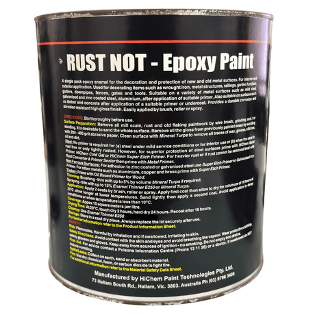 Black Rust Not Anti-Corrosive Epoxy Paint 4L - HiChem | Universal Auto Spares
