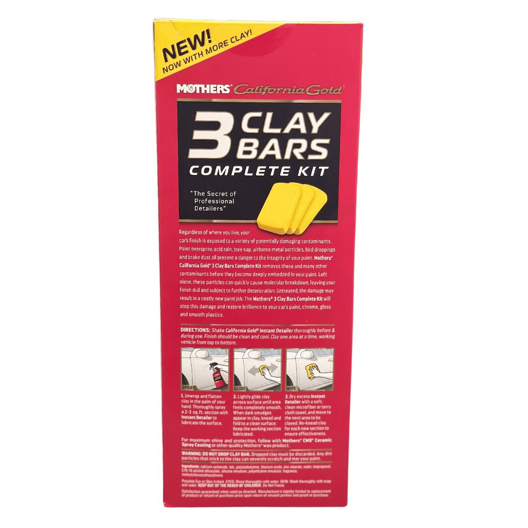 Mothers California Gold 3 Clay Bars Complete Kit Detailing Clay - Mothers