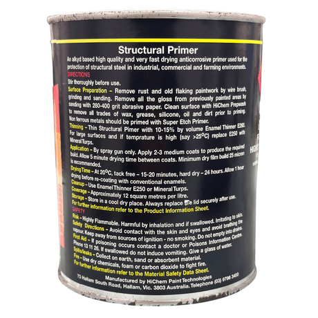 Steel Red Structural Primer Alkyd Based High Quality 1Ltr/4Ltr - HiChem