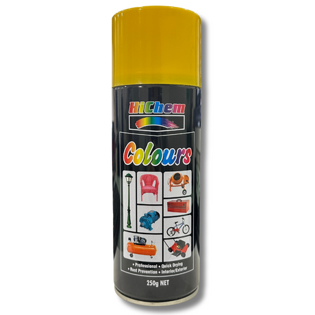 Professional Yellow Spray Paint Interior & Exterior 250g - HiChem | Universal Auto Spares