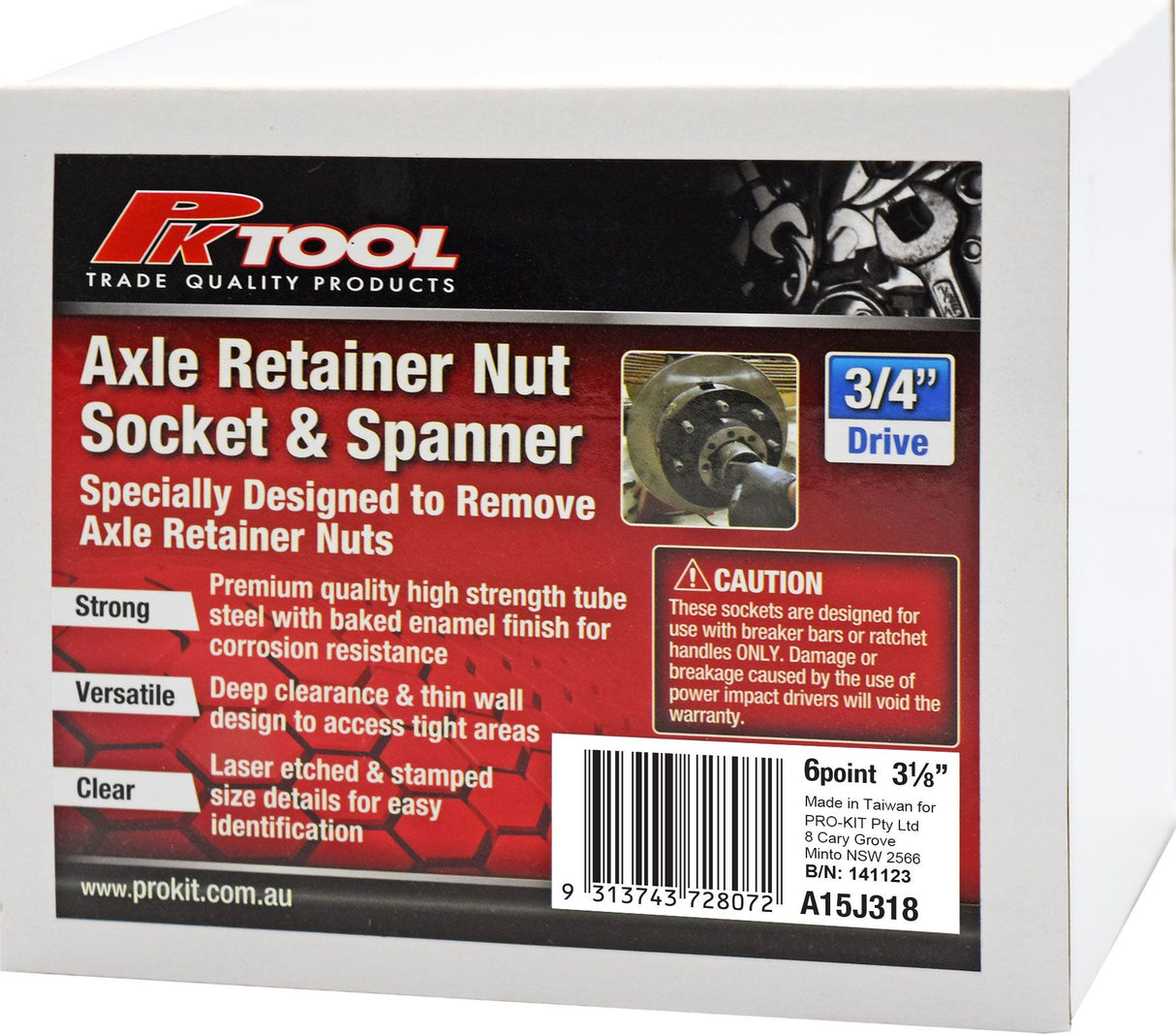 3-1/8" 6 Point Axle Retainer Nut Socket & Spanner - PKTool