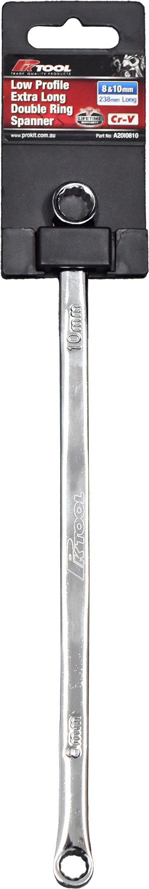 8 & 10mm Low Profile Extra Long Double Ring Spanners - PKTool