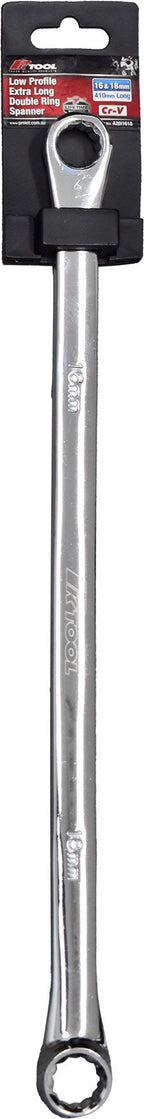 16 & 18mm Low Profile Extra Long Double Ring Spanners - PKTool