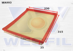 Air Filter A1416 Fits Holden WA993 - Wesfil