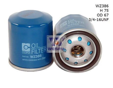 Oil Filter Z386 Fits Daihatsu/Holden/Toyota WZ386 - Wesfil