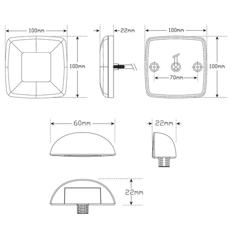 5M Small Square LED Trailer Lamp Kit Reflex Reflector & Licence Plate Lamp Stop/Tail/Indicator - LED AutoLamps