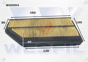 Air Filter A1589 Fits Honda WA5004 - Wesfil