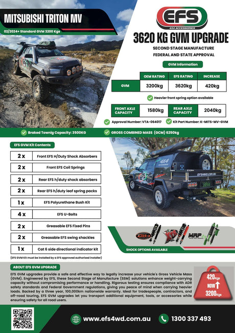 Mitsubishi Triton MV 02/2024+ 3620kg GVM Upgrade K-MITS-MV-GVM - EFS