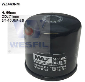 Oil Filter Z443 Fits Daewoo/Daihatsu WZ443NM - Wesfil