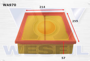 Air Filter A1434 Fits Audi/BMW/Holden/VW WA970 - Wesfil