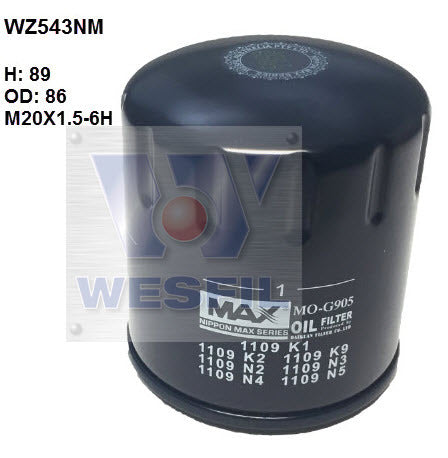 Oil Filter Z543 Fits Citroen/Peugeot WZ543NM - Wesfil | Universal Auto Spares