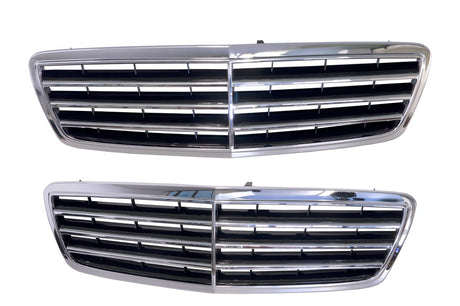 Front Grille (Chromed Black, 3 Bar) Mercedes-Benz C-Class W203 2004 - 2007 BZW2-GRI-28F - Sterling Parts