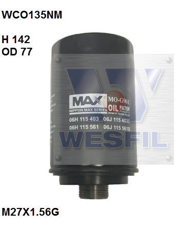 Oil Filter Z793 Fits Audi/VW WCO135NM - Wesfil | Universal Auto Spares