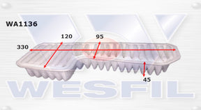 Air Filter A1566 Fits Lexus WA1136 - Wesfil