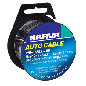 5A 2.5mm Black Single Core Cable (7m) - Narva