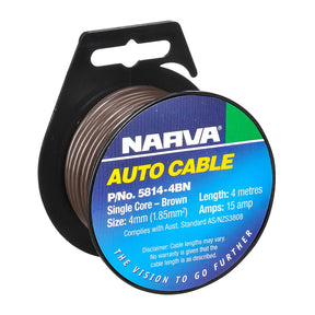 Cable Single Core 4mm 15A 4M Brown - Narva