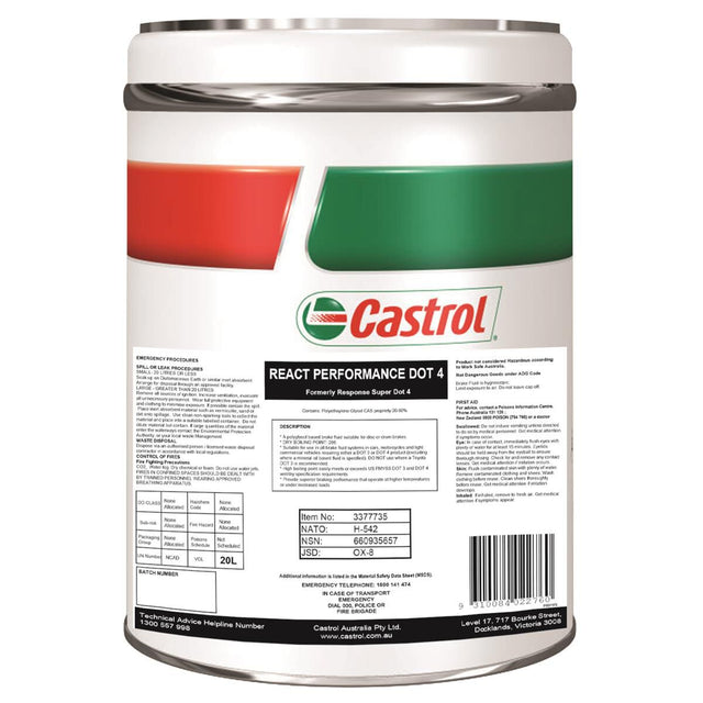 React Performance Dot 4 20L - Castrol - Brake & Clutch Fluid - Castrol