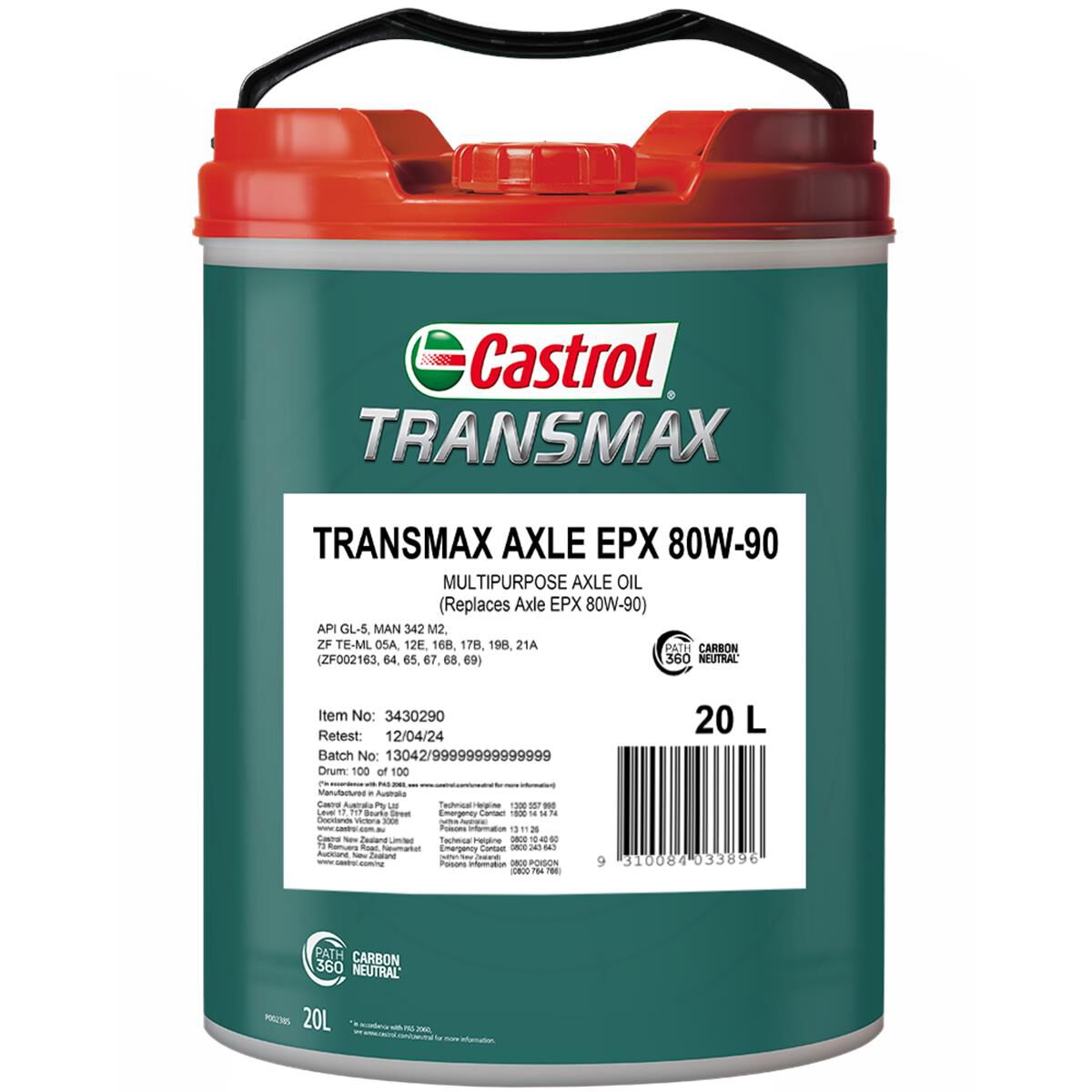TRANSMAX Axle Epx 80W - 90 20L - Castrol - Gear & Differential Oils - Castrol