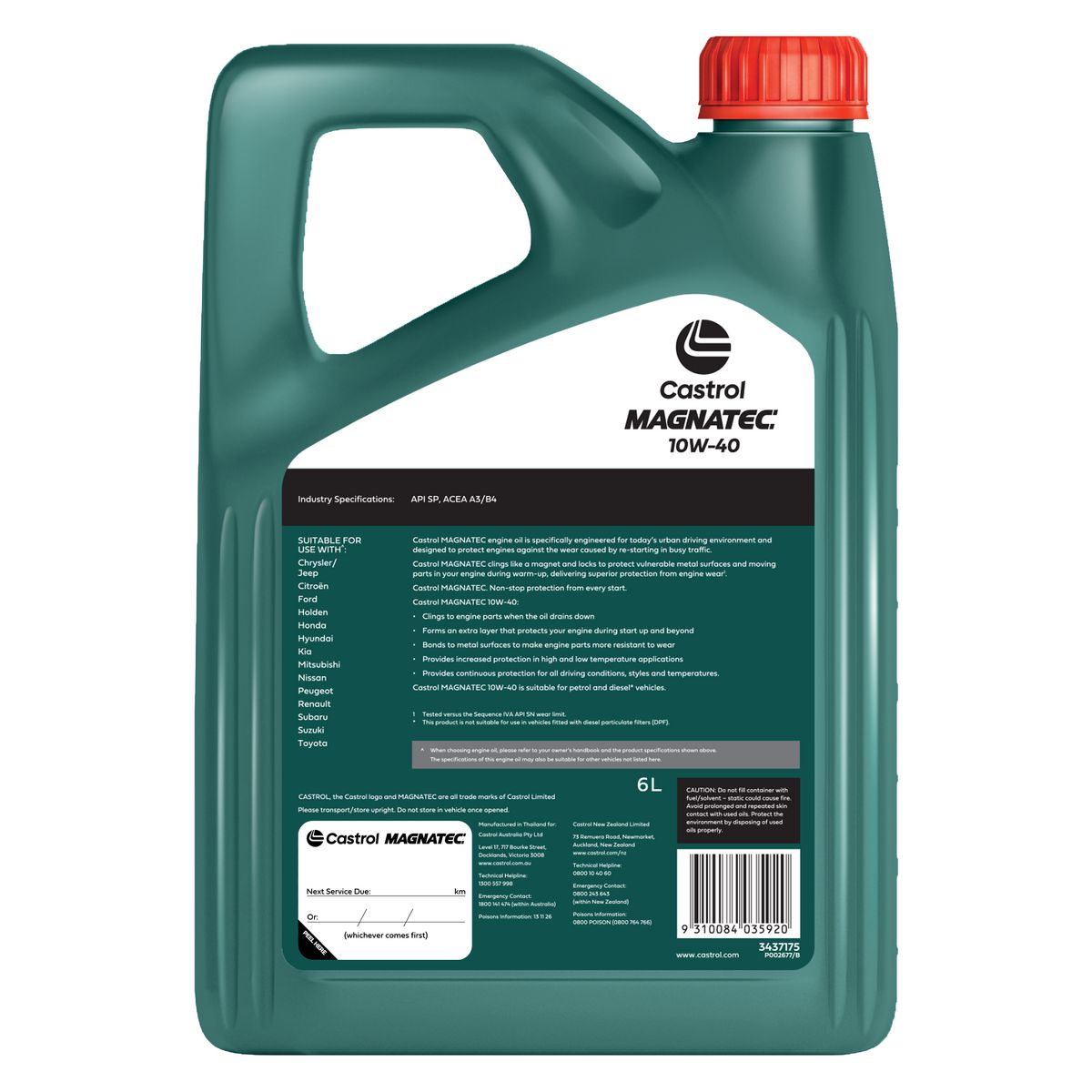 MAGNATEC 10W - 40 6L - Castrol - Semi Synthetic Engine Oil - Castrol