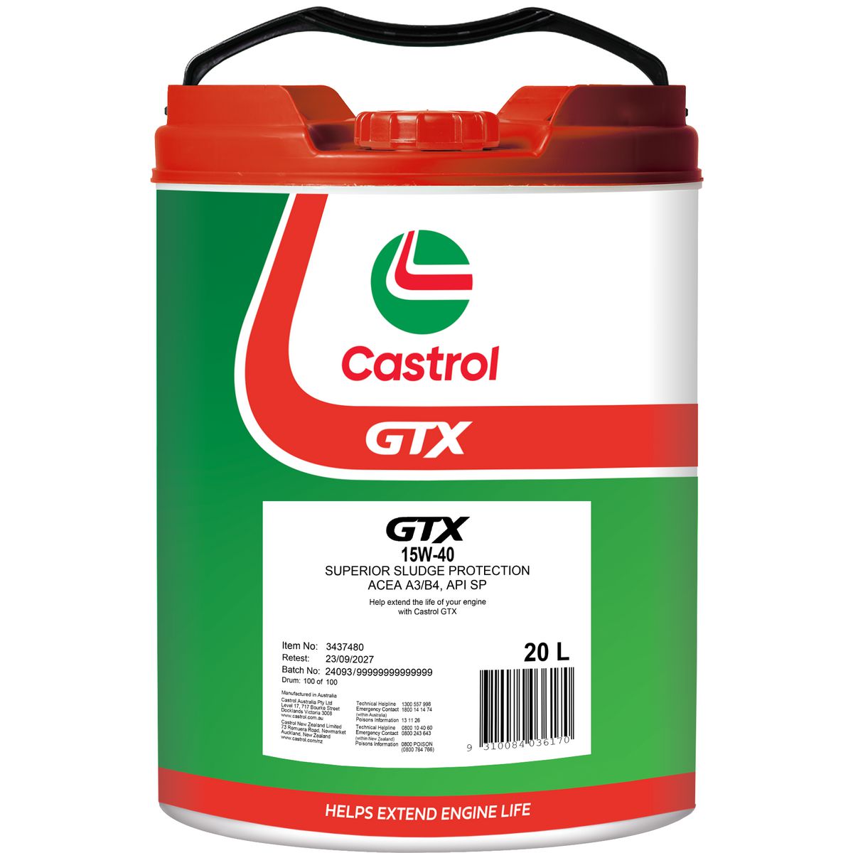 GTX 15W - 40 20L - Castrol - Semi Synthetic Engine Oil - Castrol